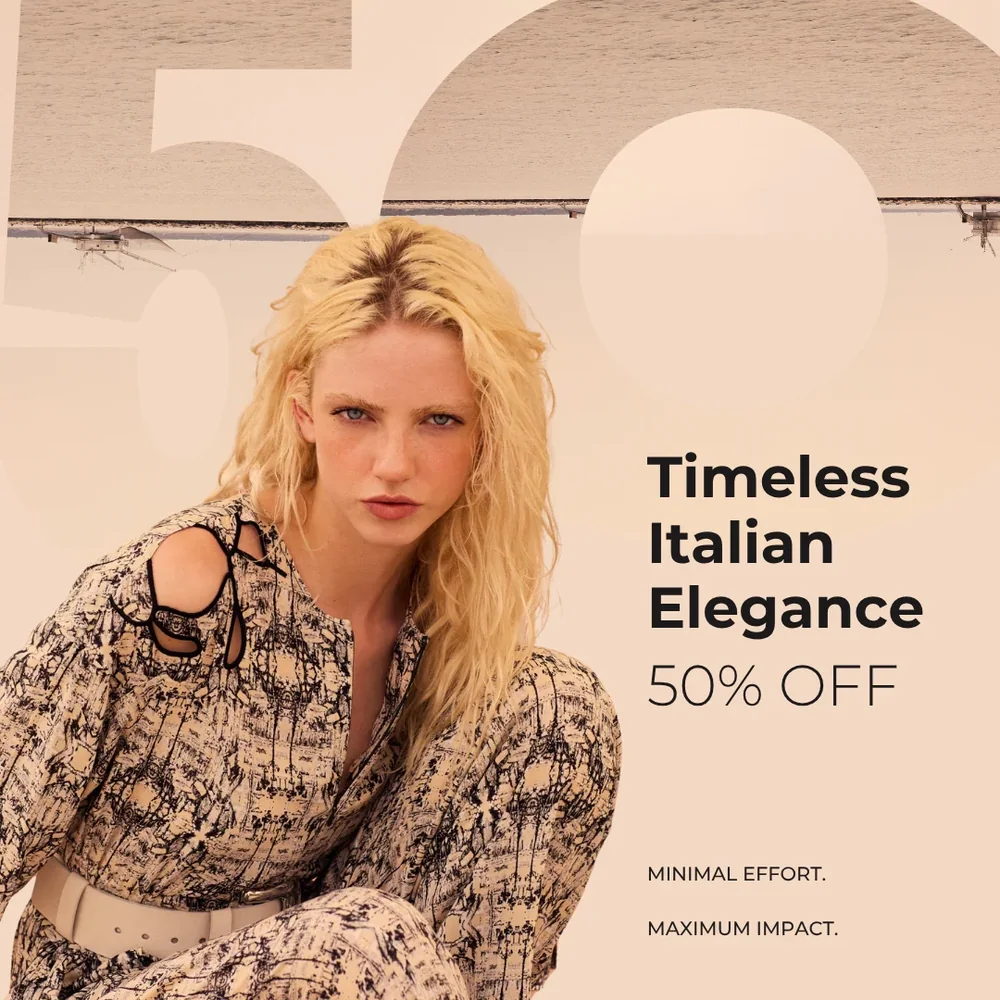 Post social di moda con ritratto ed eleganza italiana